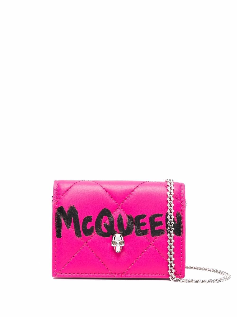 Alexander McQueen logo-graffiti quilted purse bag