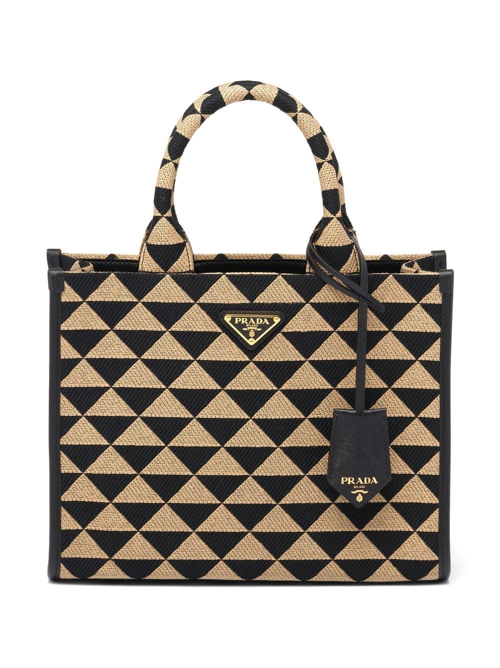 Pra*a small symbole embroidered tote bag