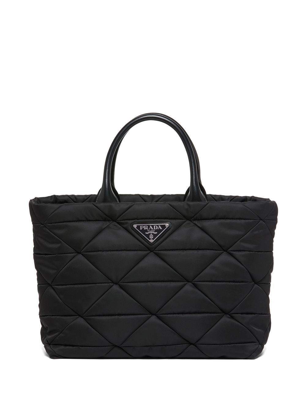 Pra*a triangle-logo quilted tote bag