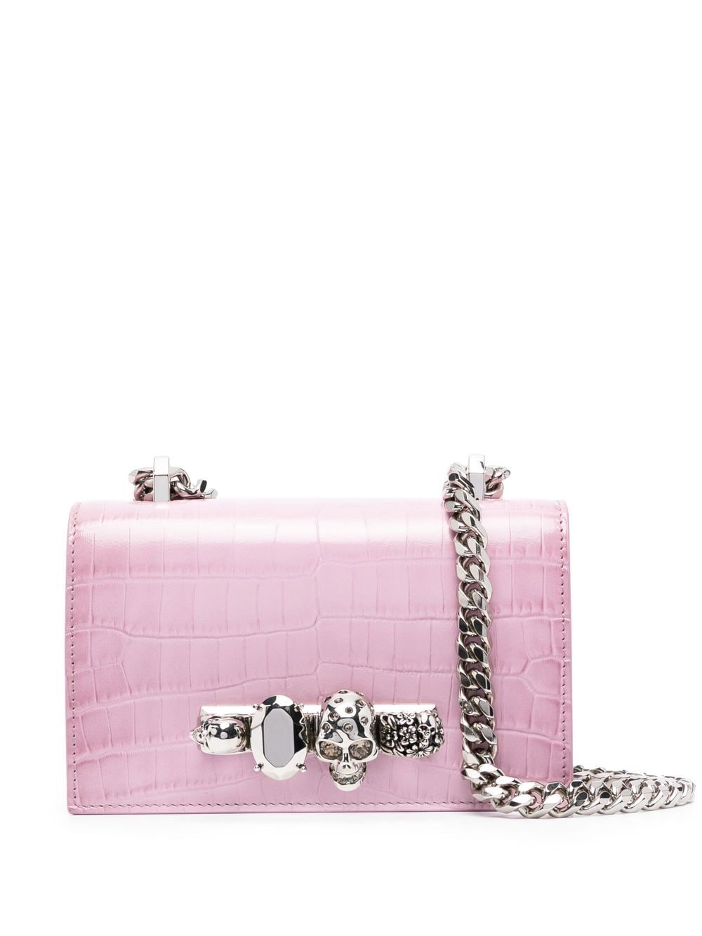 Alexander McQueen Jewelled crocodile-embossed satchel bag