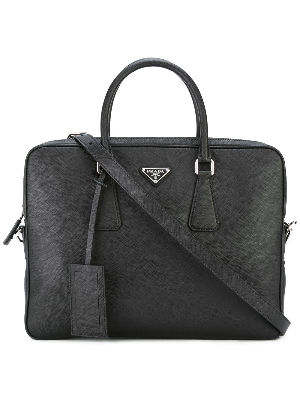 Pra*a triangle-logo leather briefcase