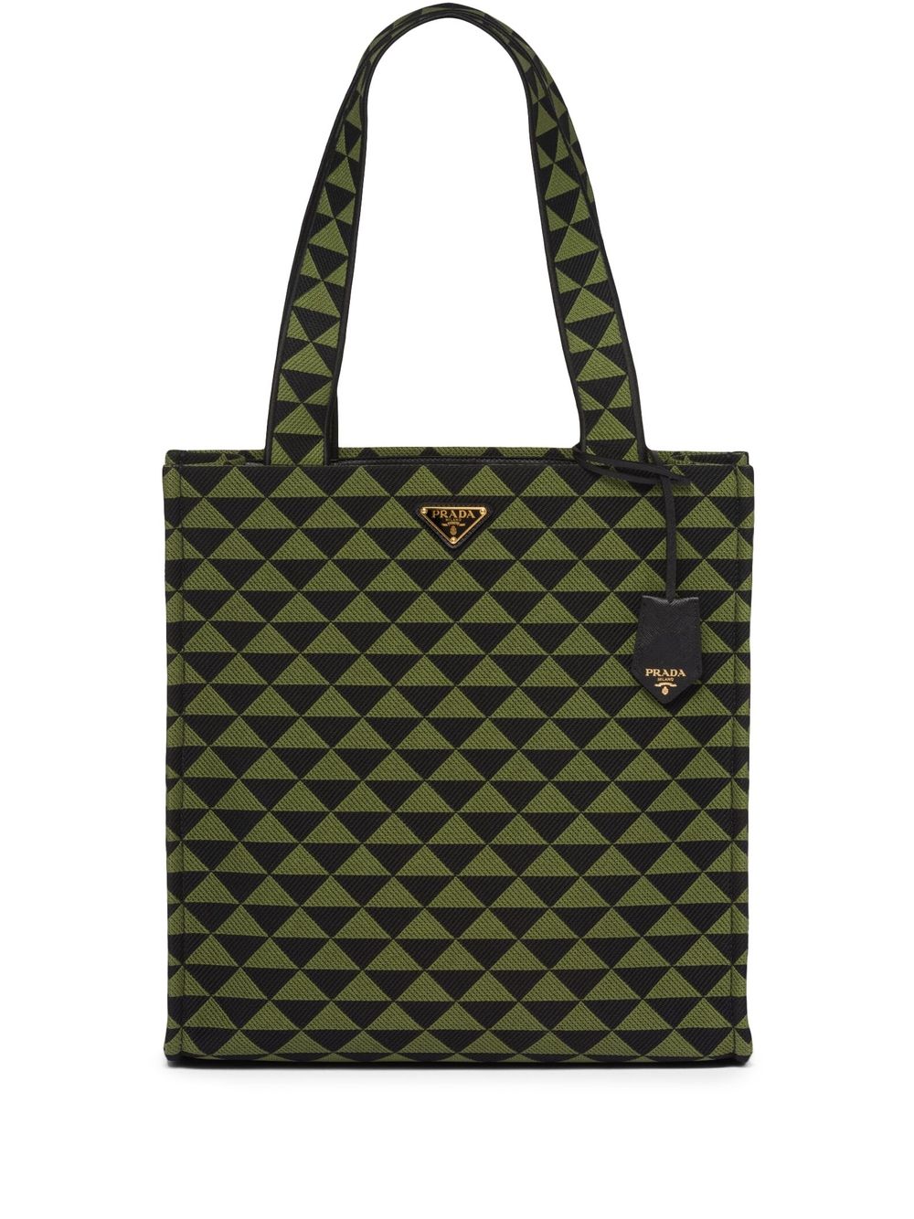 Pra*a large symbole embroidered tote bag