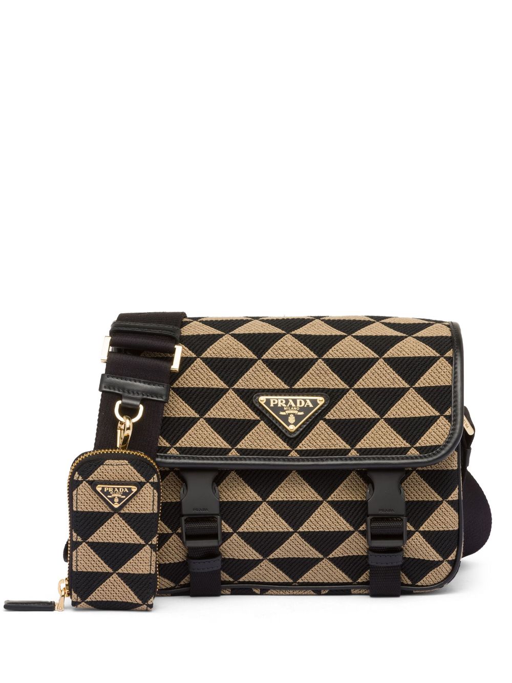 Pra*a symbole embroidered messenger bag