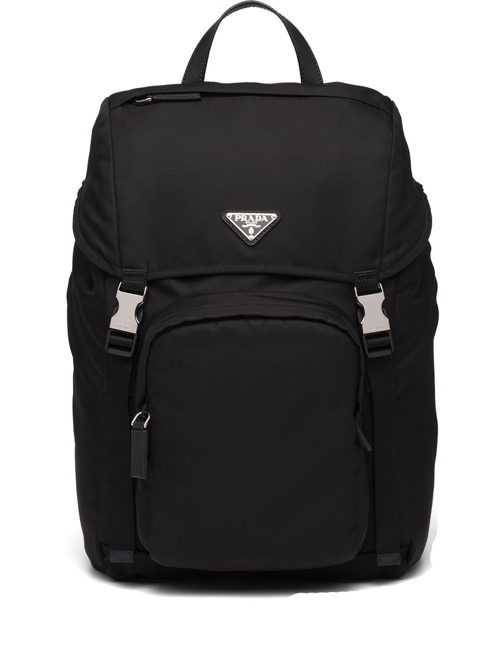 Pra*a logo-plaque multi-pocket backpack