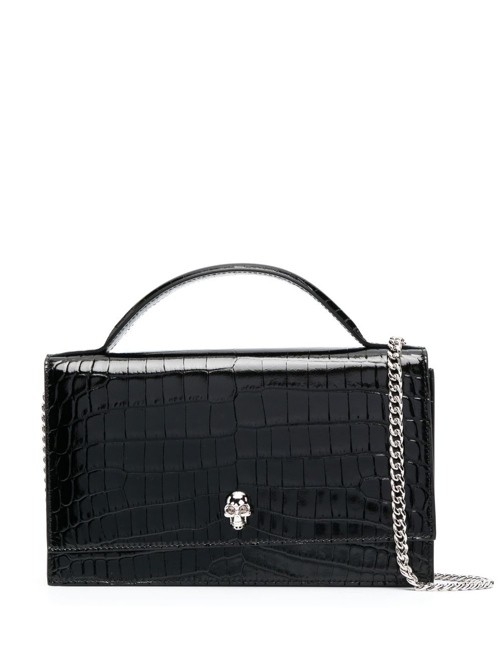 Alexander McQueen crocodile-effect patent leather shoulder bag
