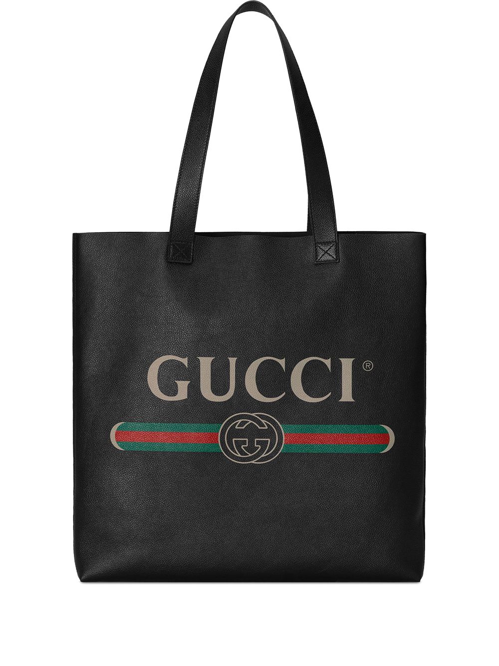 G*u*i logo-print leather tote bag