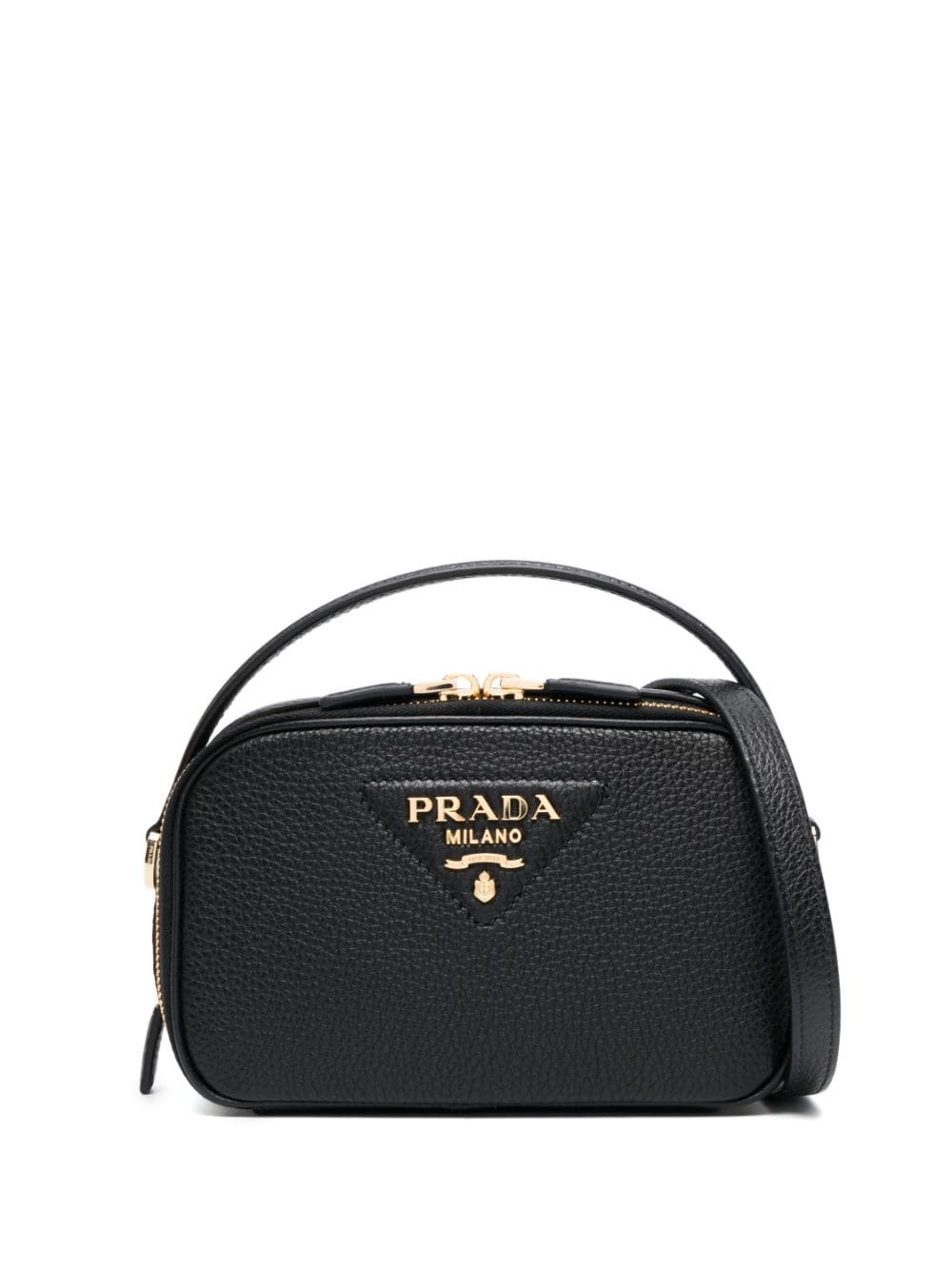 Pra*a triangle-logo leather tote bag