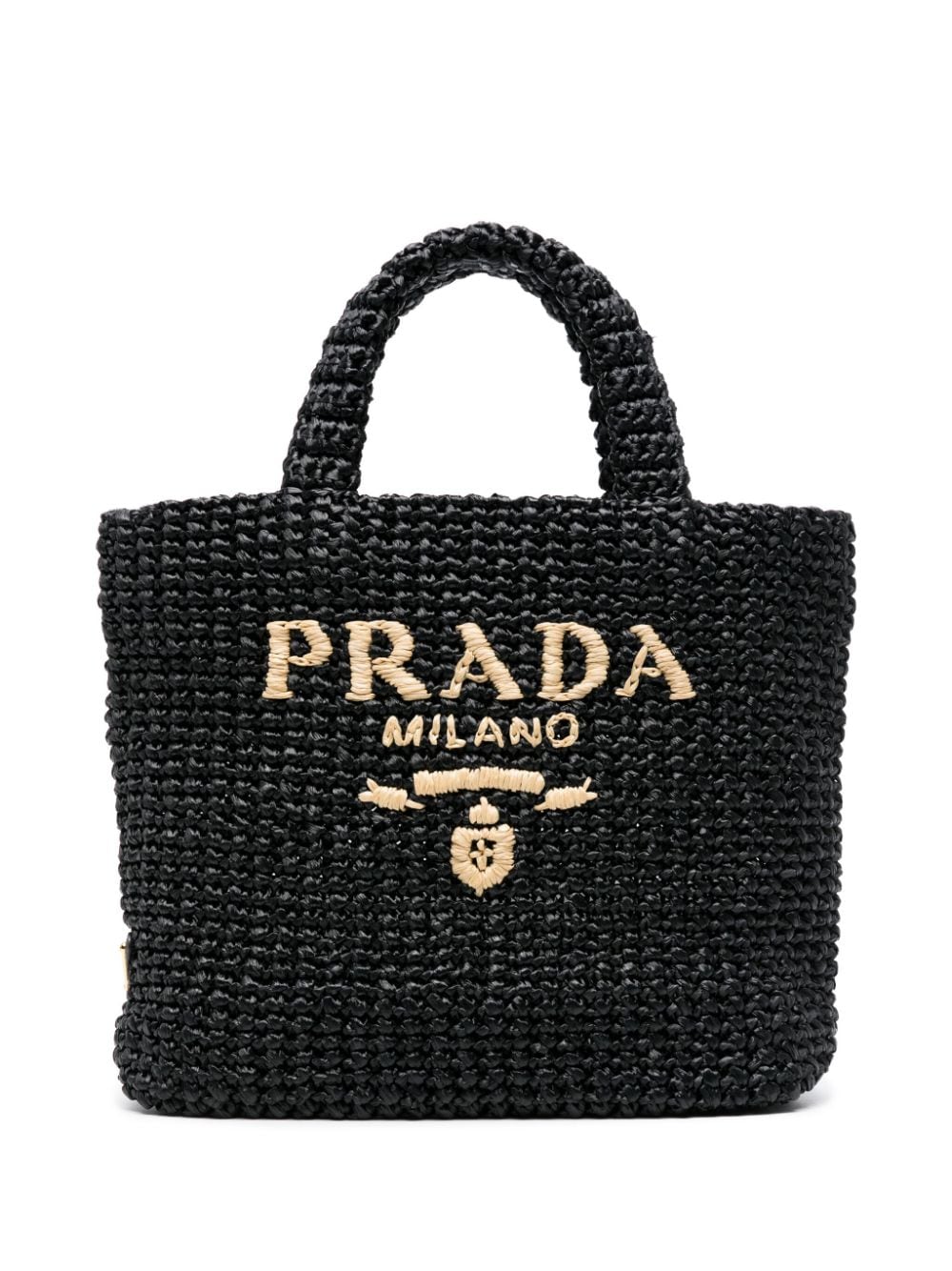 Pra*a logo-embroidered straw tote bag
