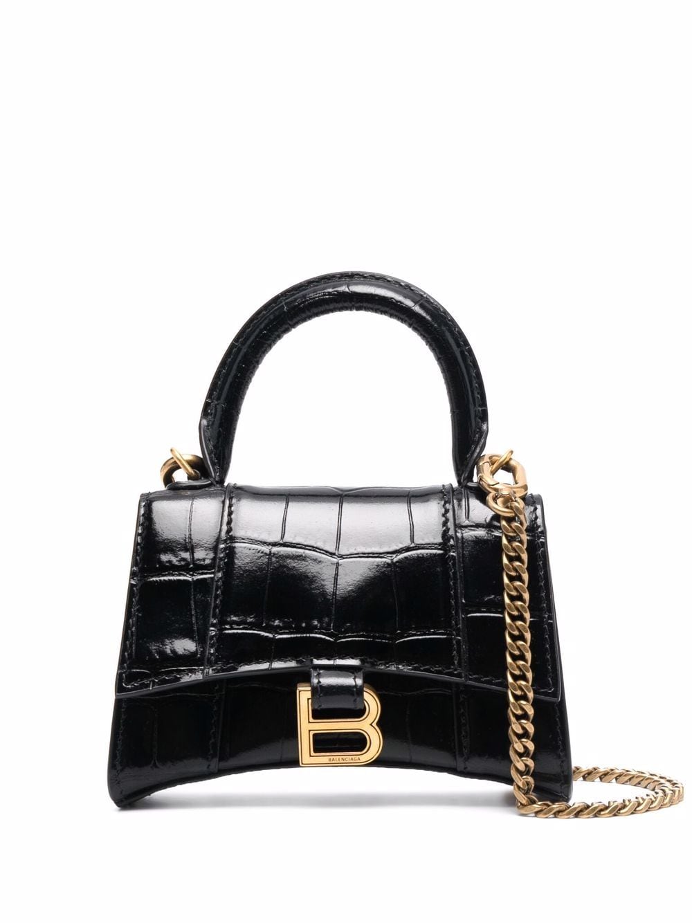 Ba*len*cia*ga hourglass crocodile-effect tote