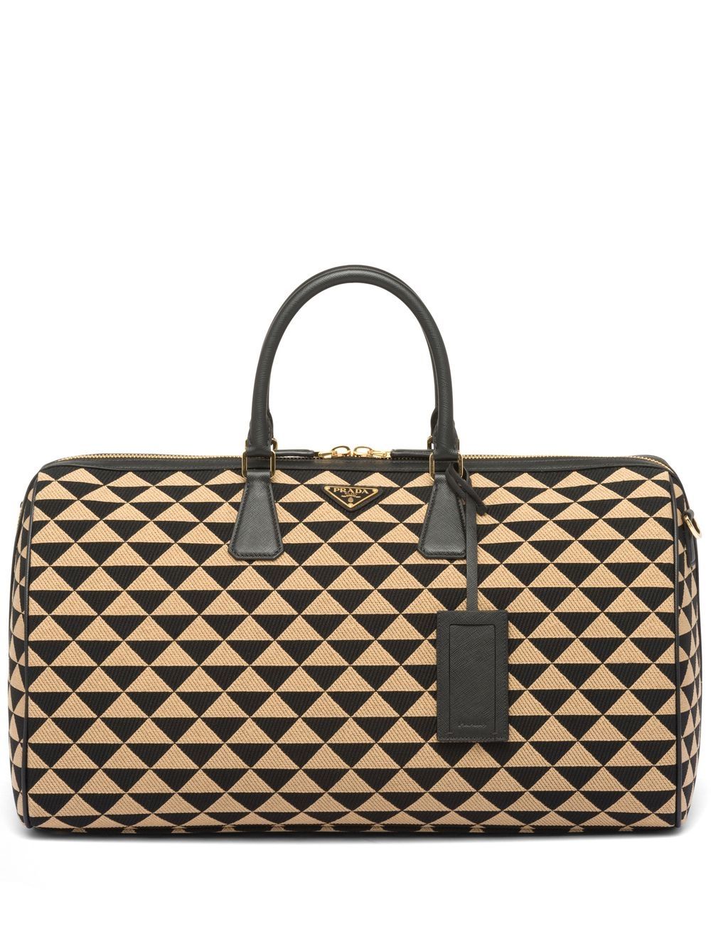 Pra*a symbole embroidered fabric travel bag