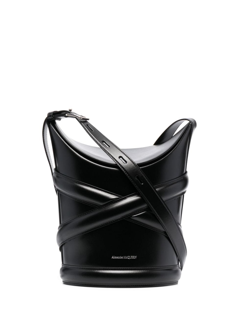 Alexander McQueen embossed-logo bucket bag
