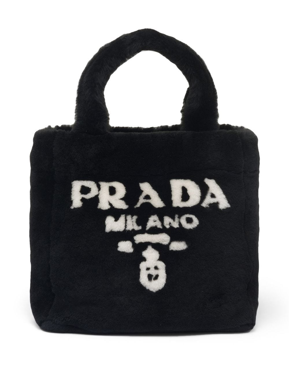 Pra*a logo-print shearling tote bag