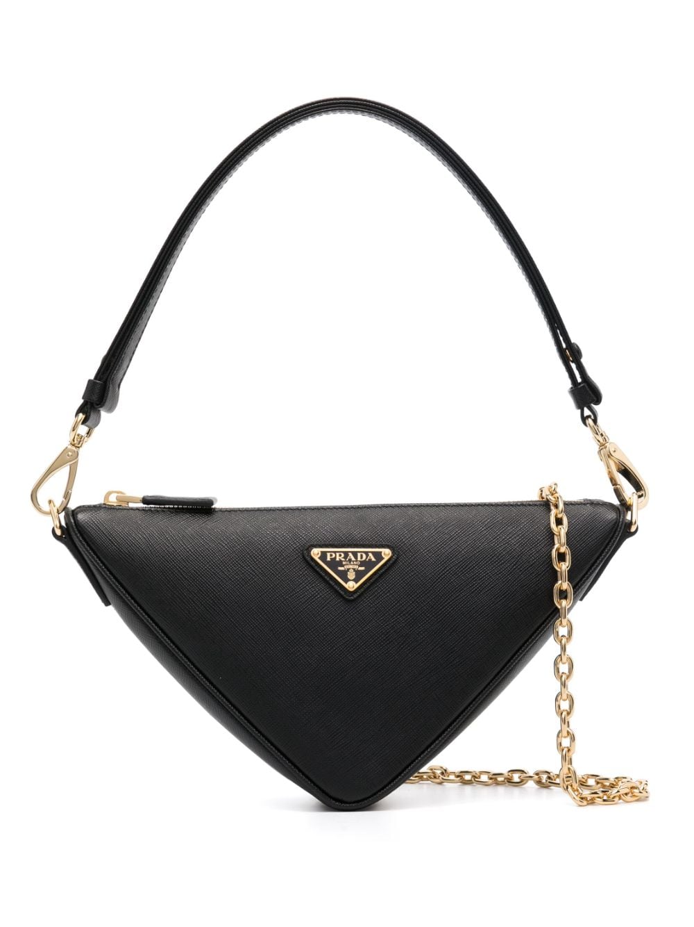 Pra*a triangle leather shoulder bag