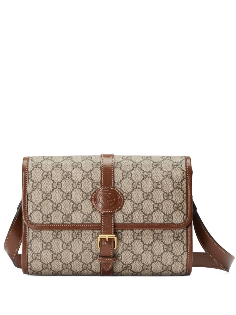 G*u*i leather-trim messenger bag