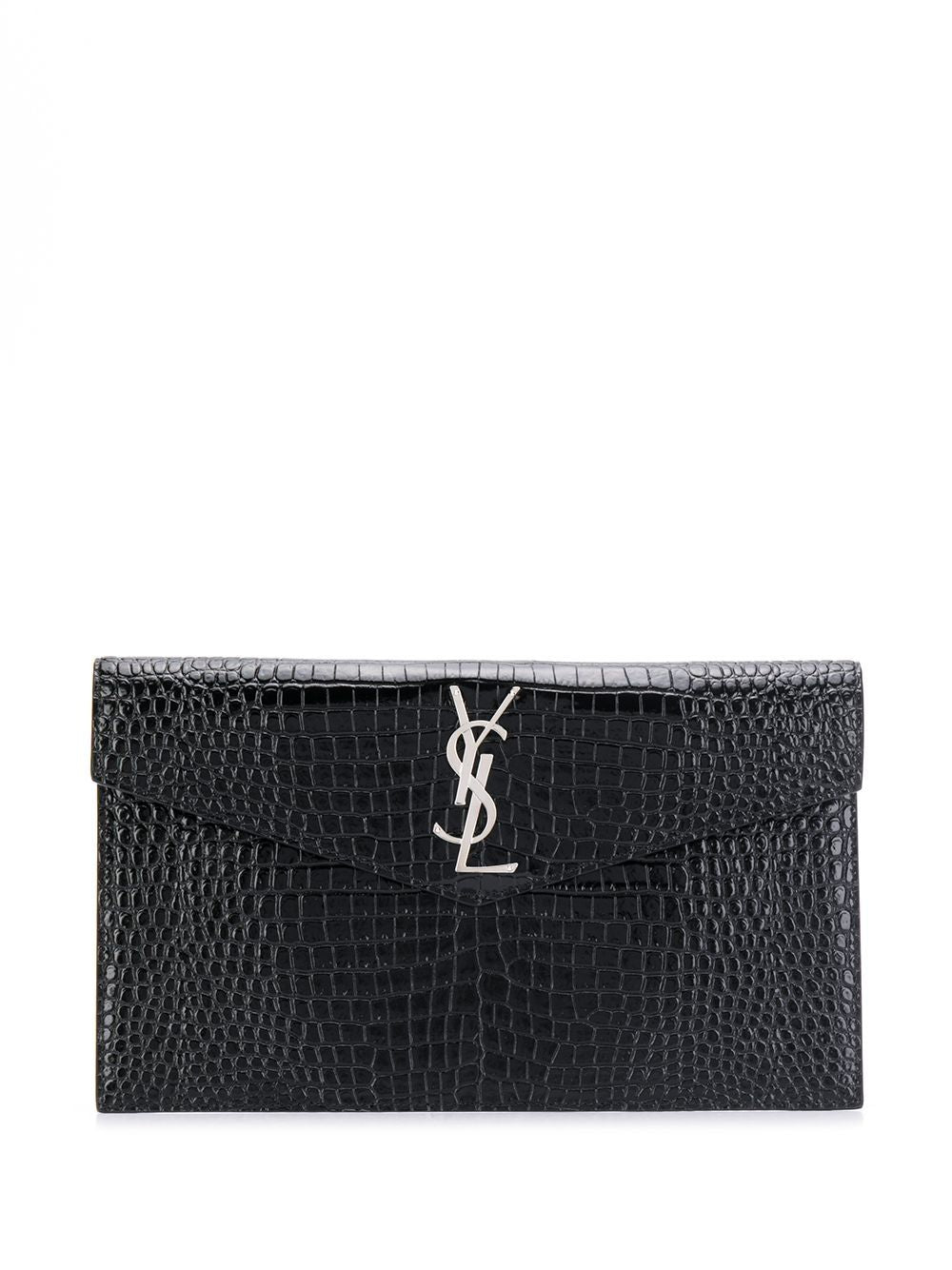 Saint Laurent Uptown crocodile-effect clutch