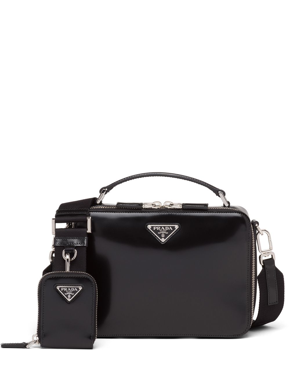 Pra*a brique brushed-leather crossbody bag