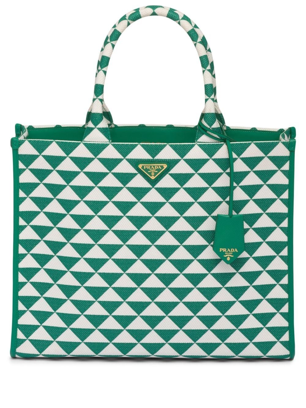Pra*a large symbole embroidered tote bag