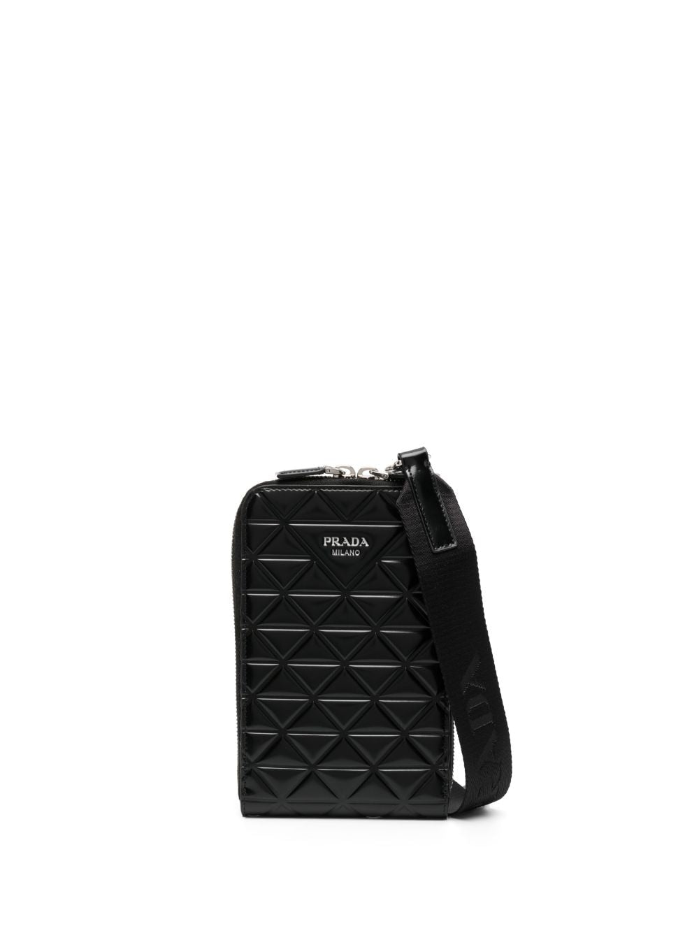 Pra*a embossed geometric pattern messenger bag