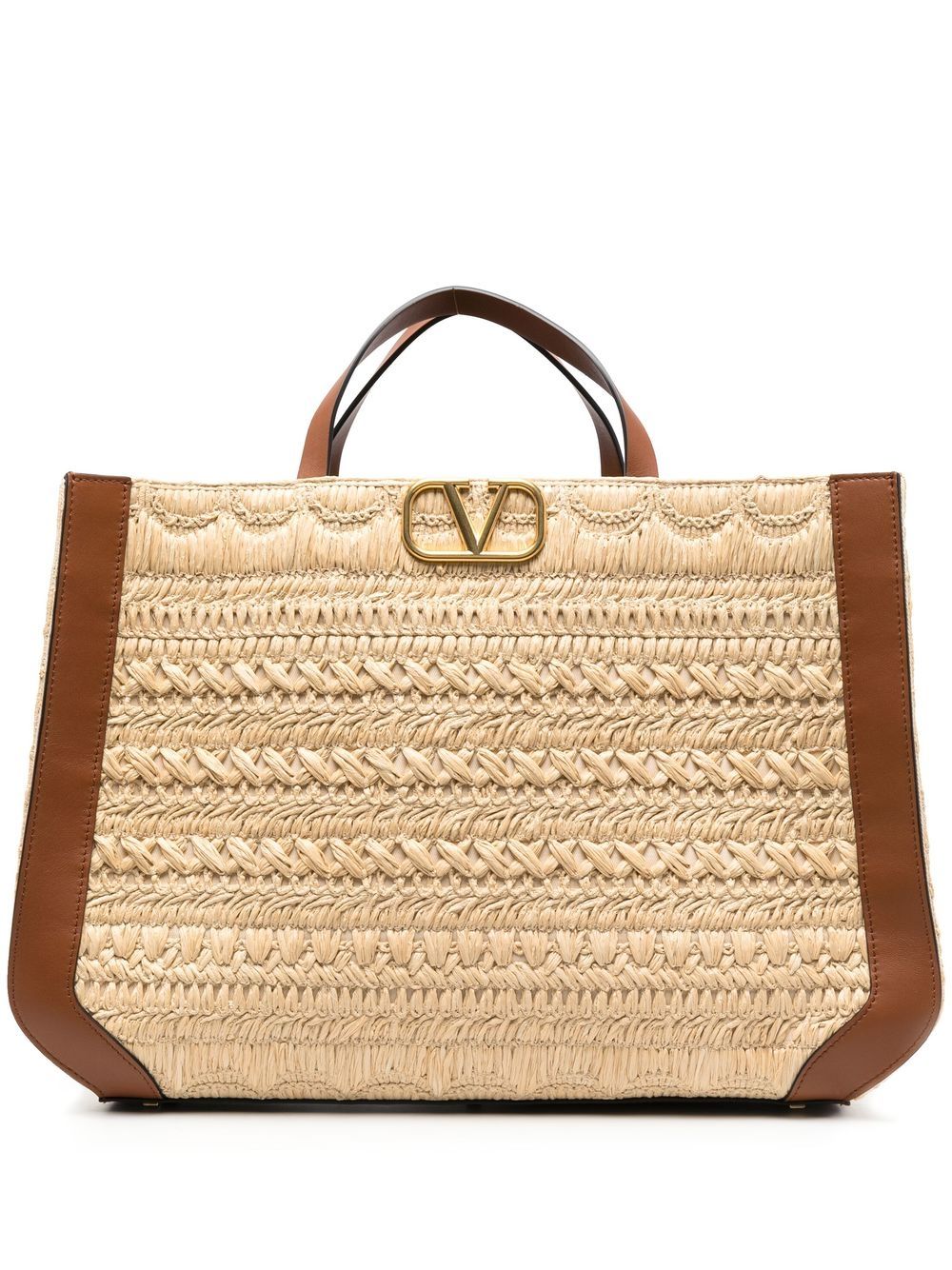 Valentino Garavani VLogo Signature embroidered raffia tote bag