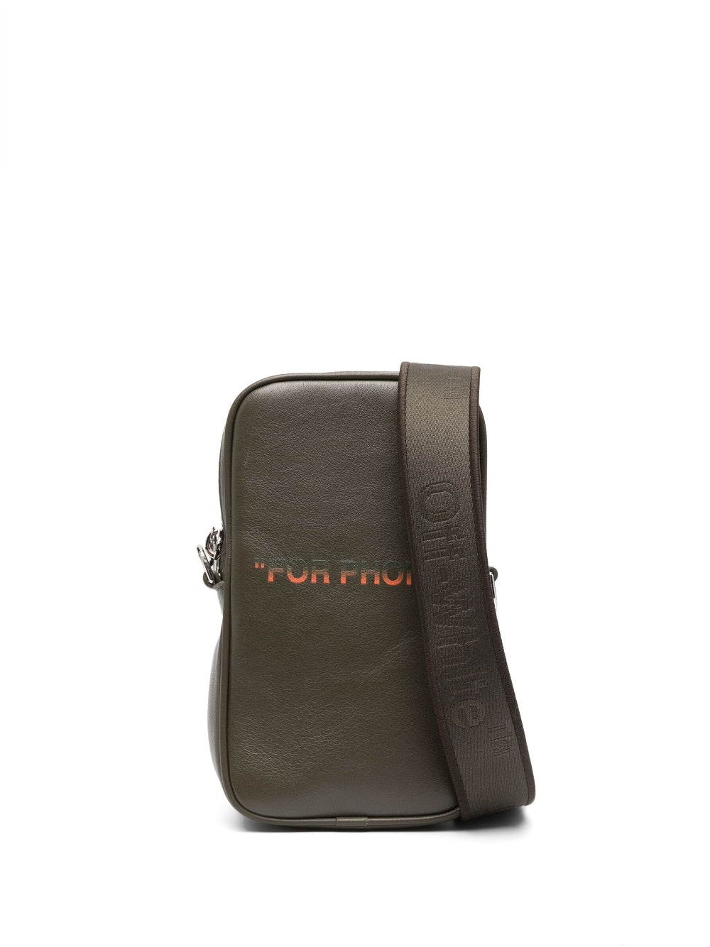 Off-White slogan-print leather bag