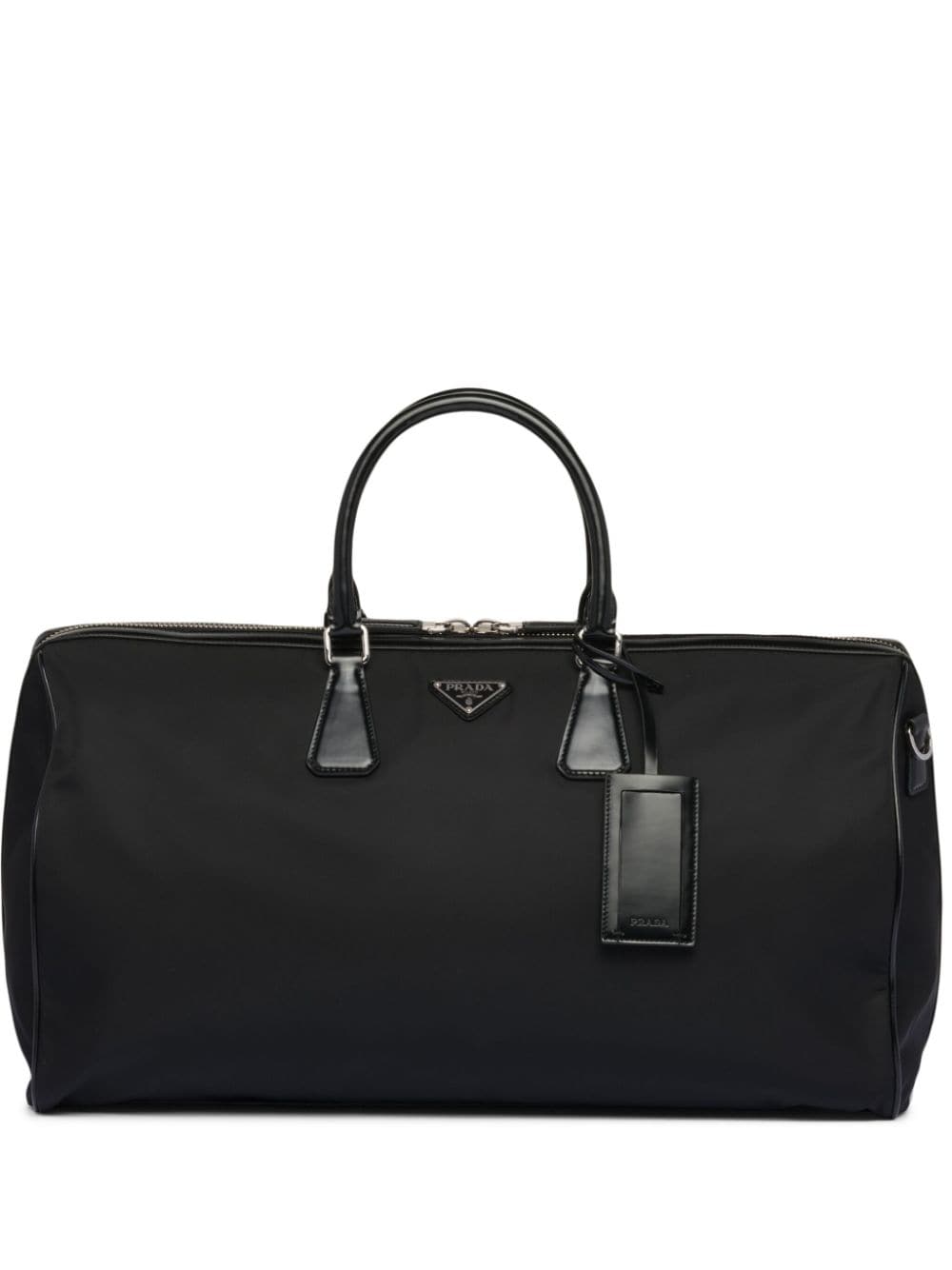 Pra*a logo-plaque panelled duffel bag