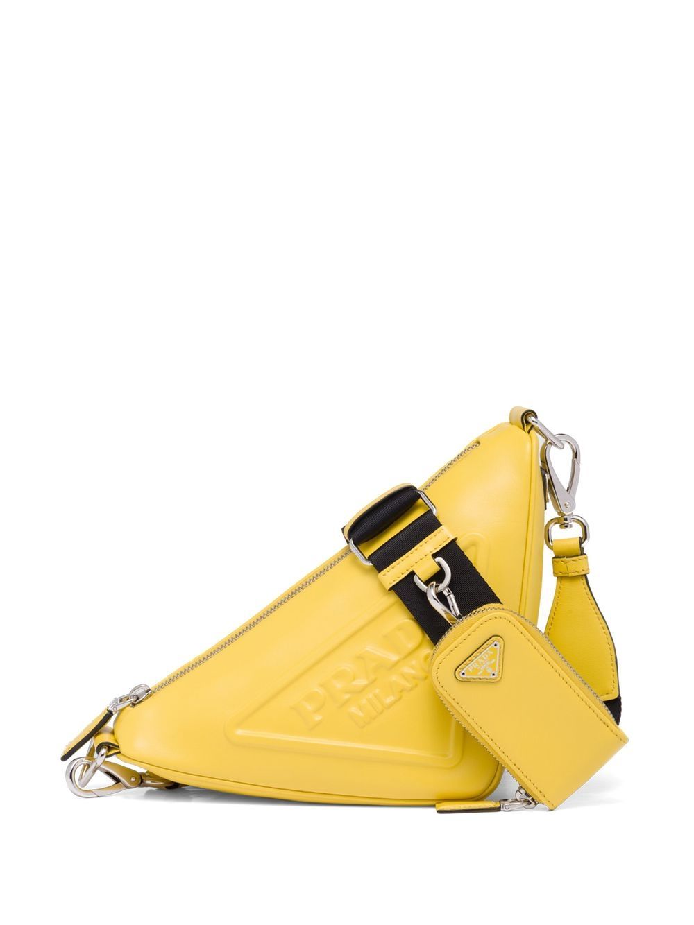 Pra*a triangle leather shoulder bag