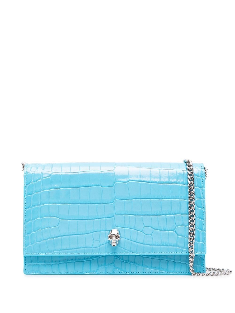 Alexander McQueen Skull logo croc-effect bag