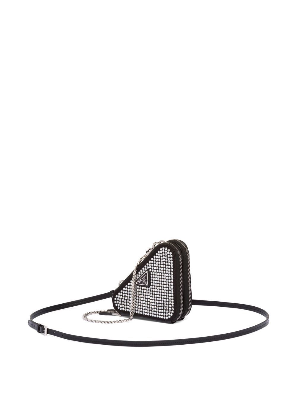 Pra*a mini triangle crystal-embellished crossbody bag