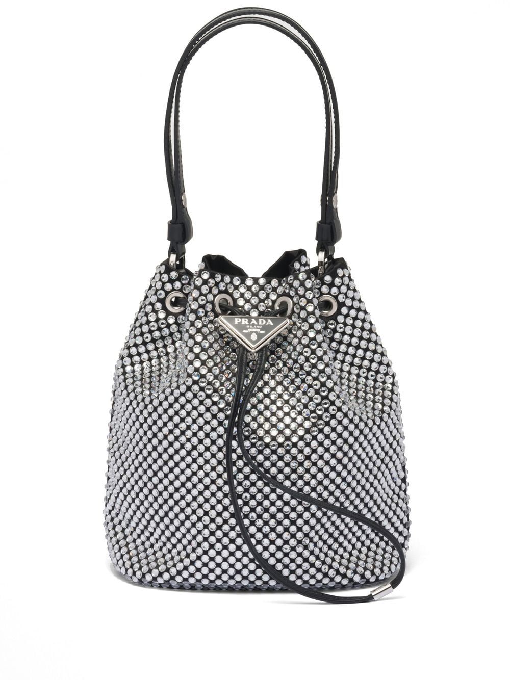 Pra*a mini crystal-embellished satin bucket bag