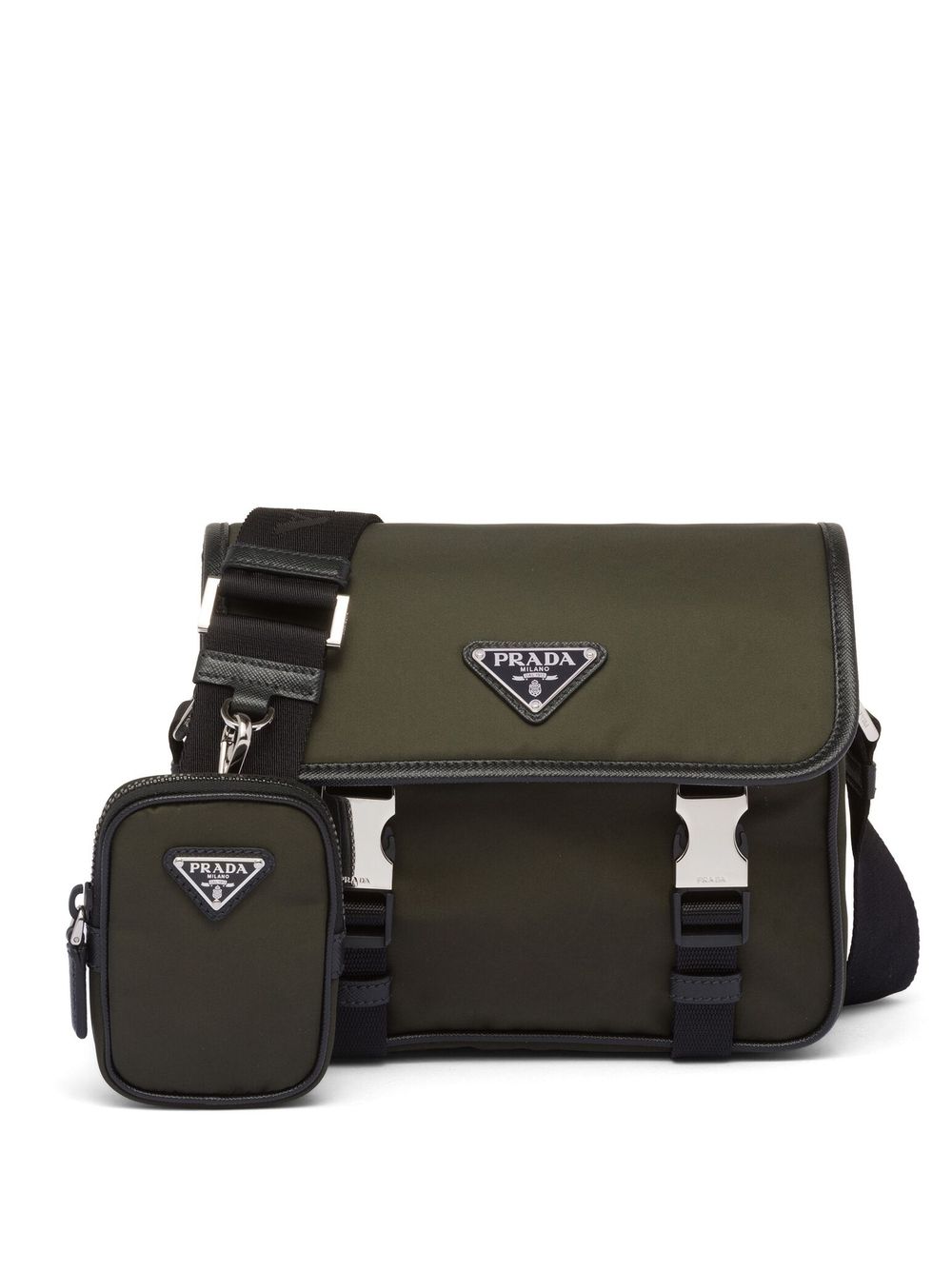 Pra*a re-nylon logo-plaque messenger bag