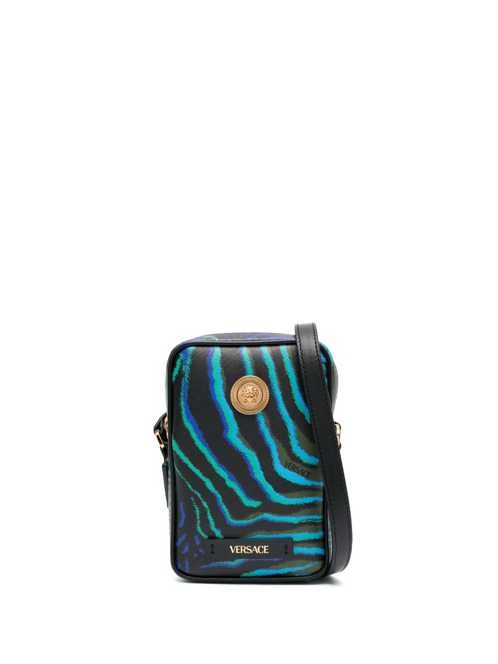 Versace zebra-print leather messenger bag