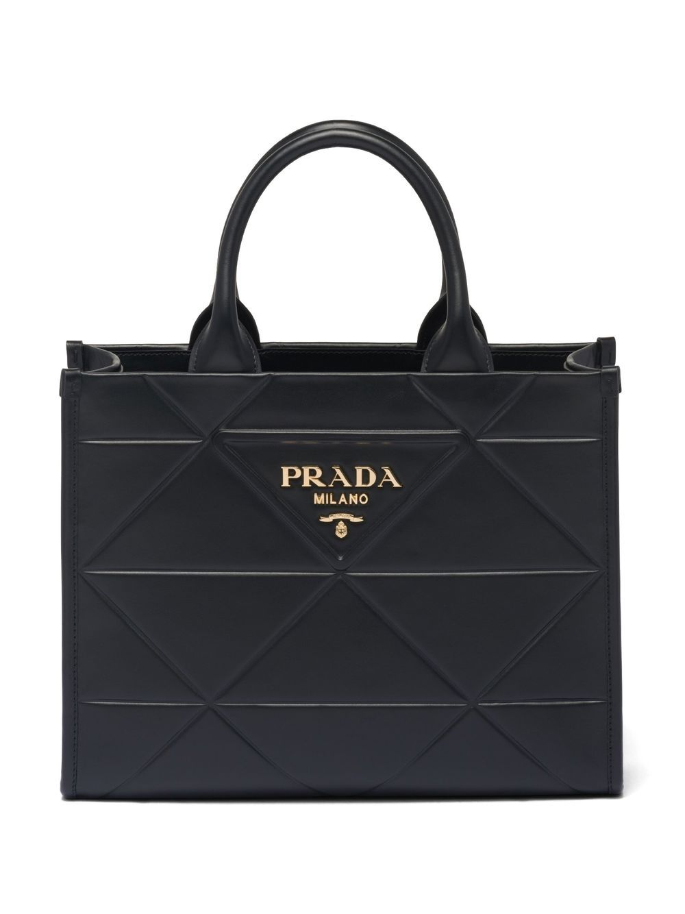 Pra*a small symbole leather tote bag
