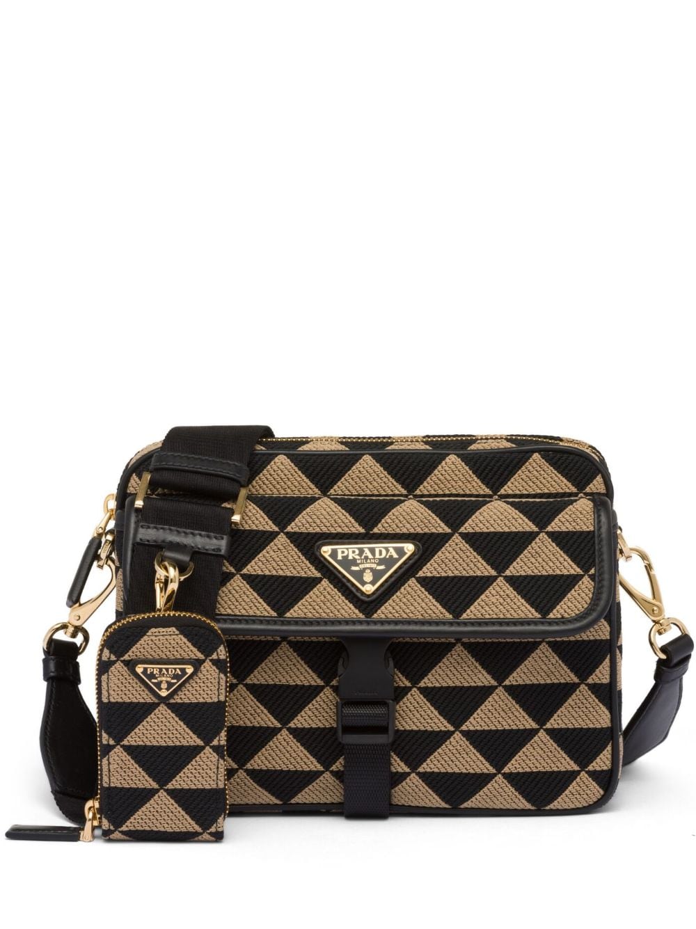 Pra*a symbole embroidered shoulder bag