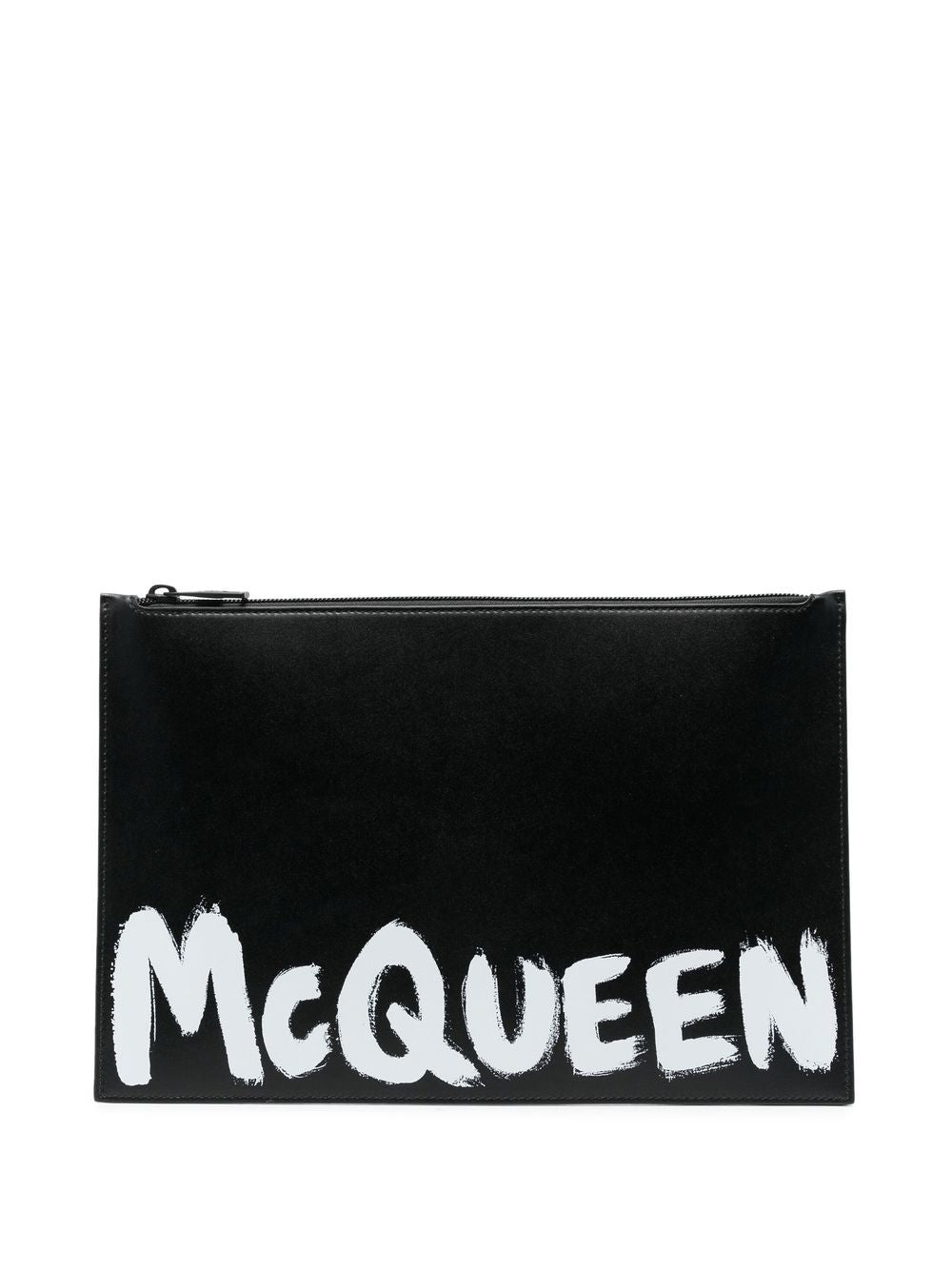 Alexander McQueen logo-print leather clutch bag