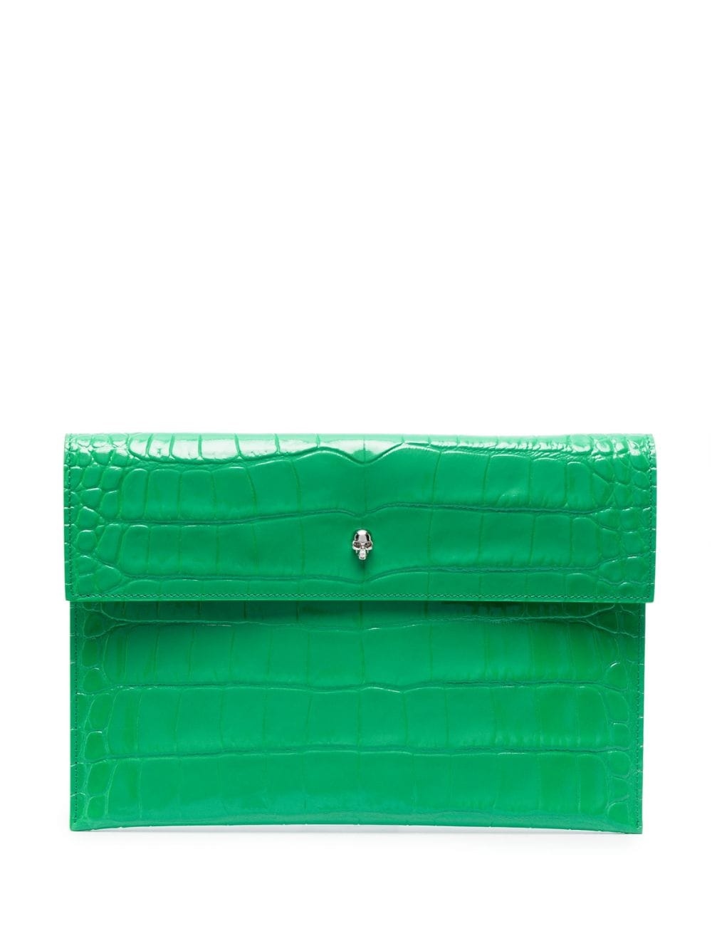 Alexander McQueen crocodile-embossed envelope clutch bag