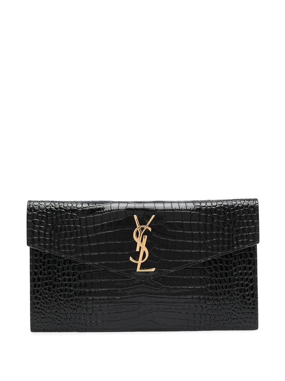 Saint Laurent Uptown crocodile-embossed pouch