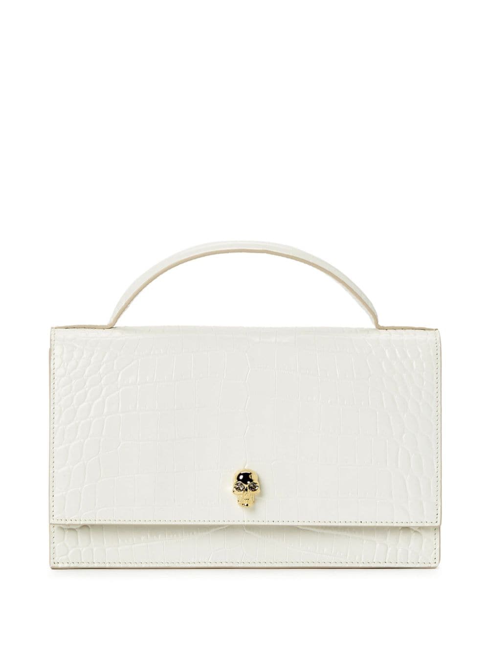 Alexander McQueen medium Skull croc-embossed shoulder bag