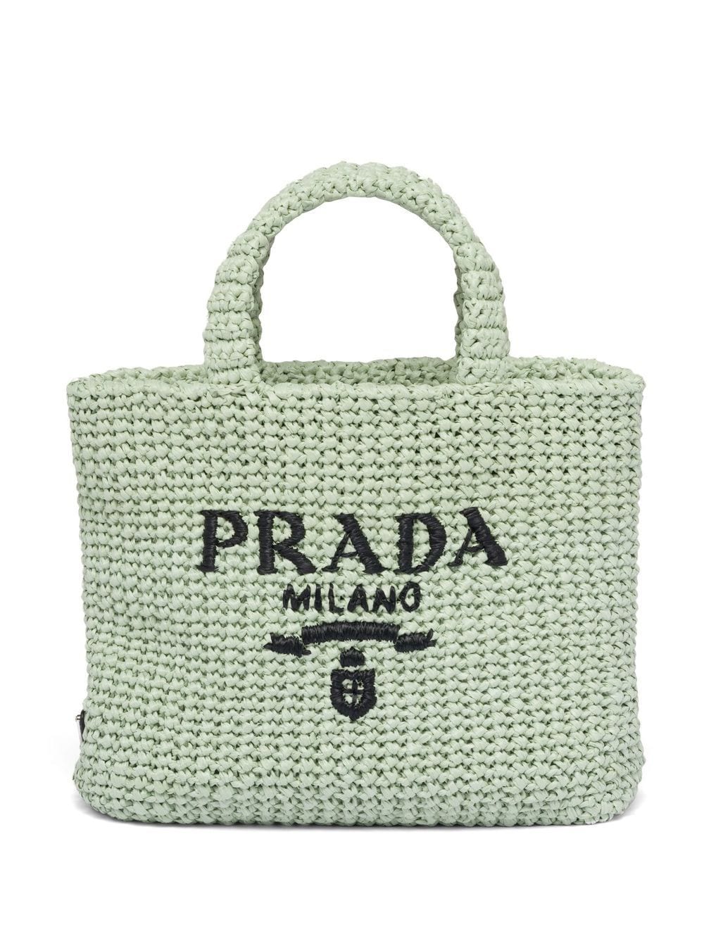 Pra*a small raffia tote bag