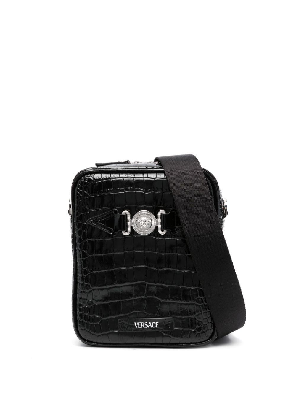 Versace croc-embossed crossbody bag