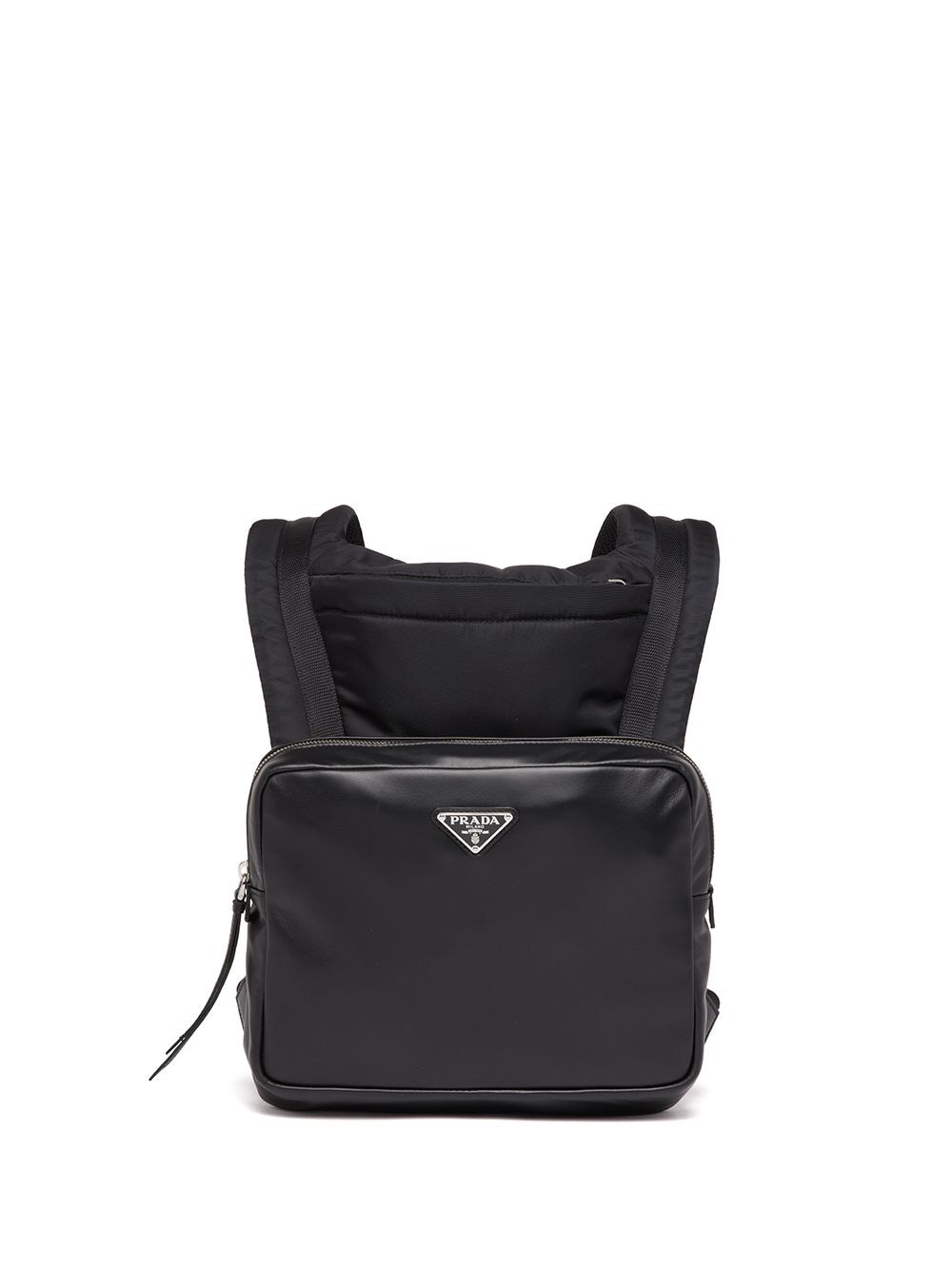 Pra*a logo-plaque leather backpack