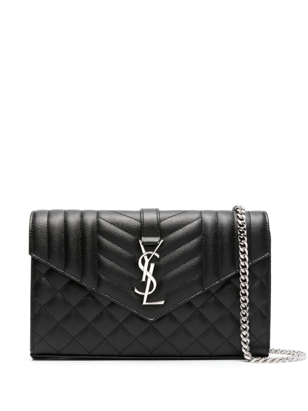 Saint Laurent logo-plaque quilted clutch bag