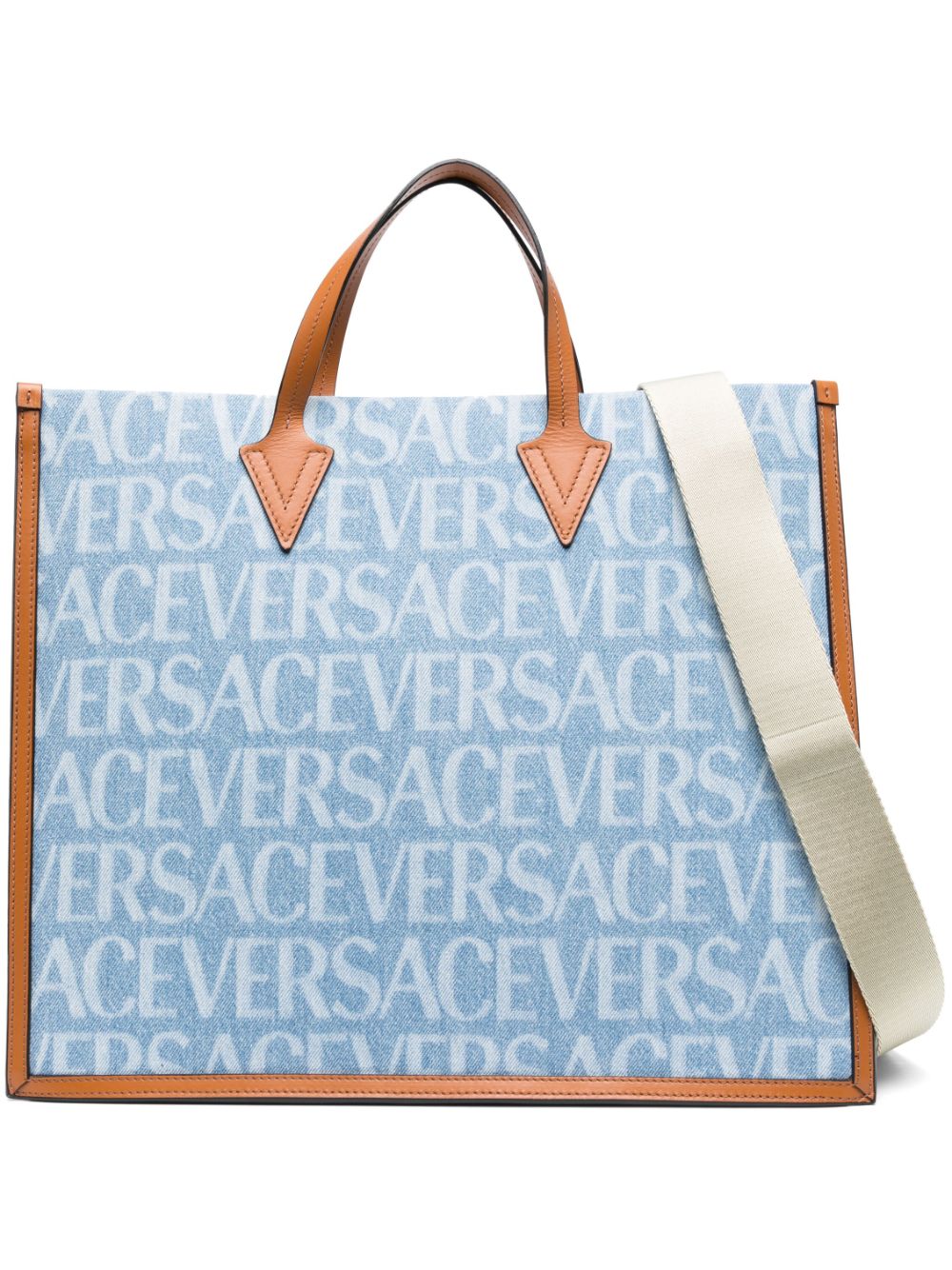 Versace Versace Allover-print denim tote bag