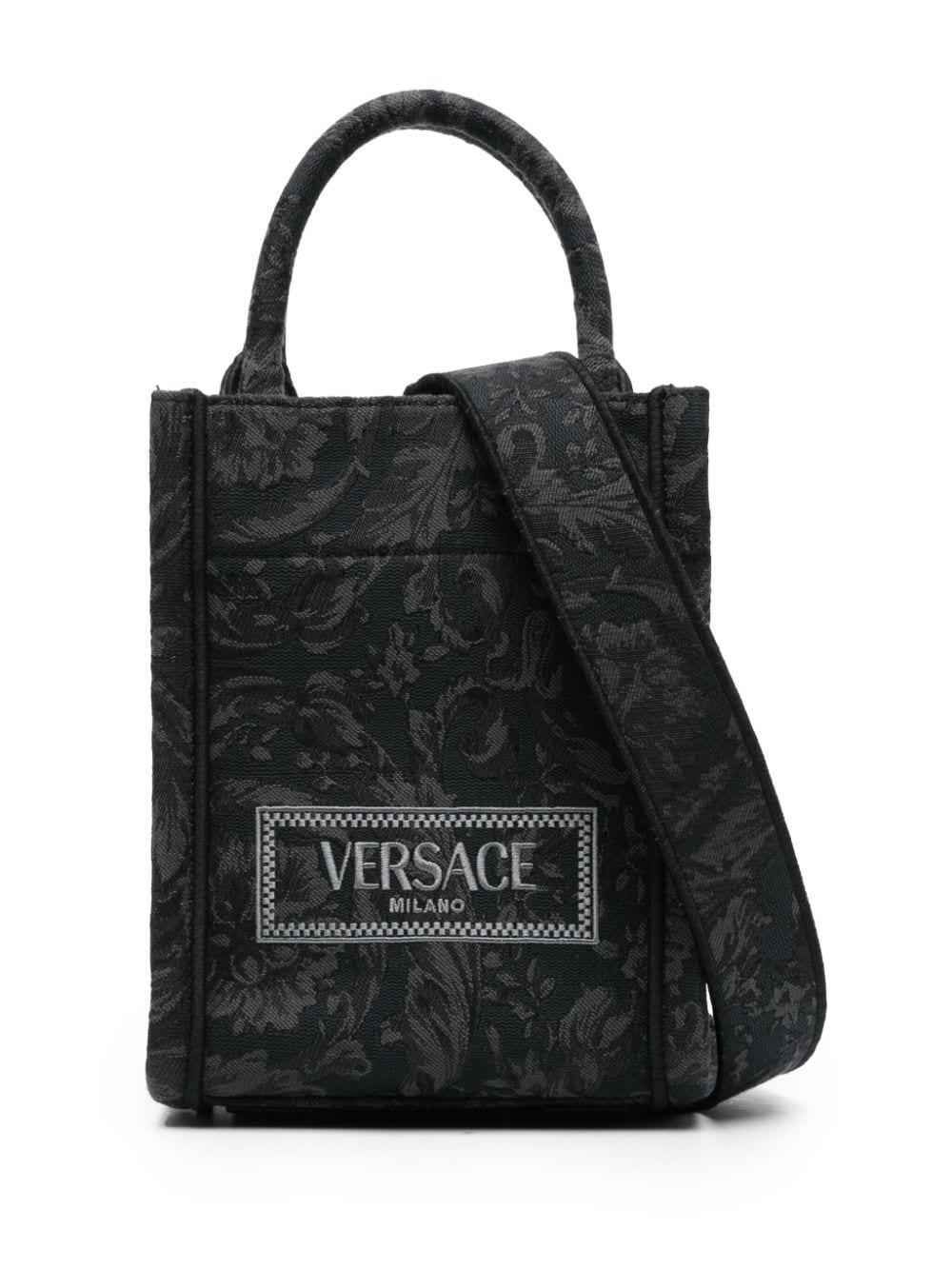 Versace mini logo-embroidered jacquard tote bag