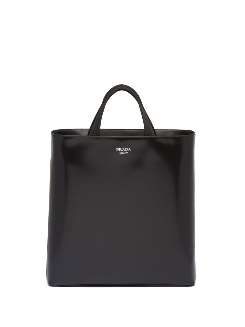 Pra*a logo-stamp leather tote bag