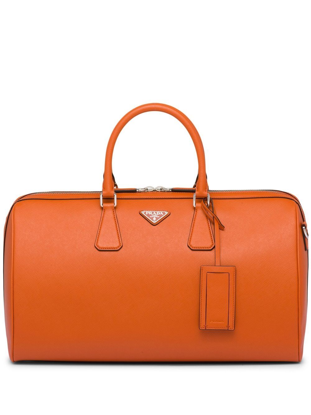 Pra*a leather logo-patch travel bag
