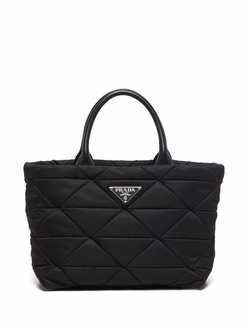 Pra*a re-nylon triangle-logo plaque padded tote bag