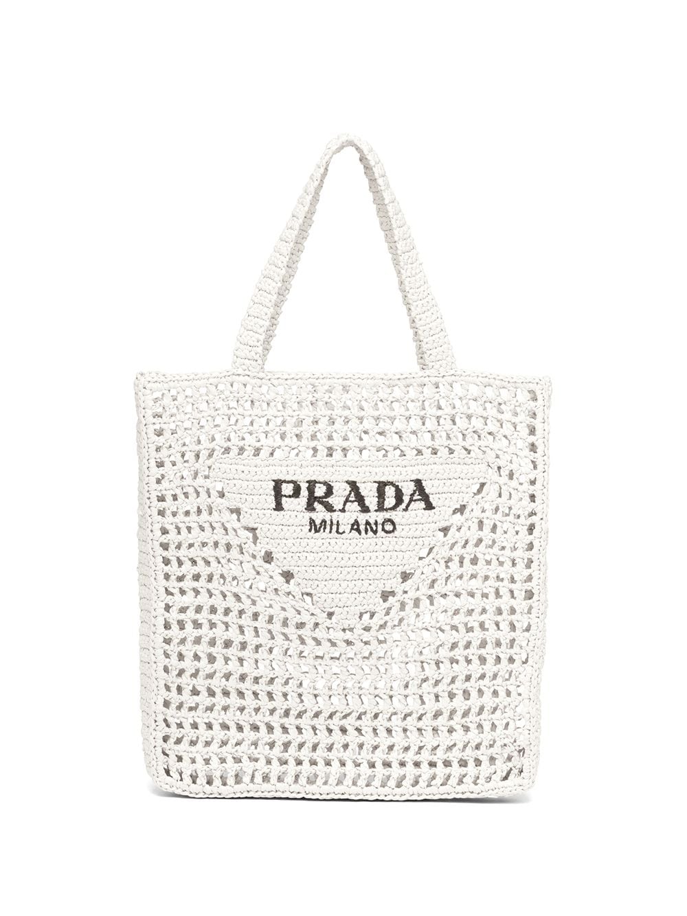 Pra*a logo-print raffia tote bag