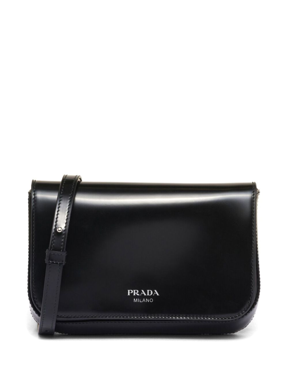 Pra*a logo-stamp brushed leather bag