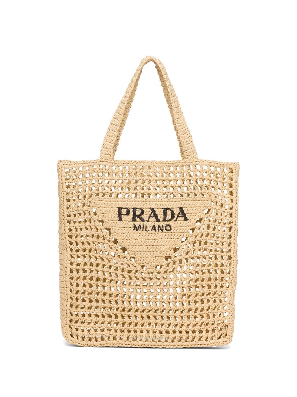 Pra*a woven-logo raffia tote bag