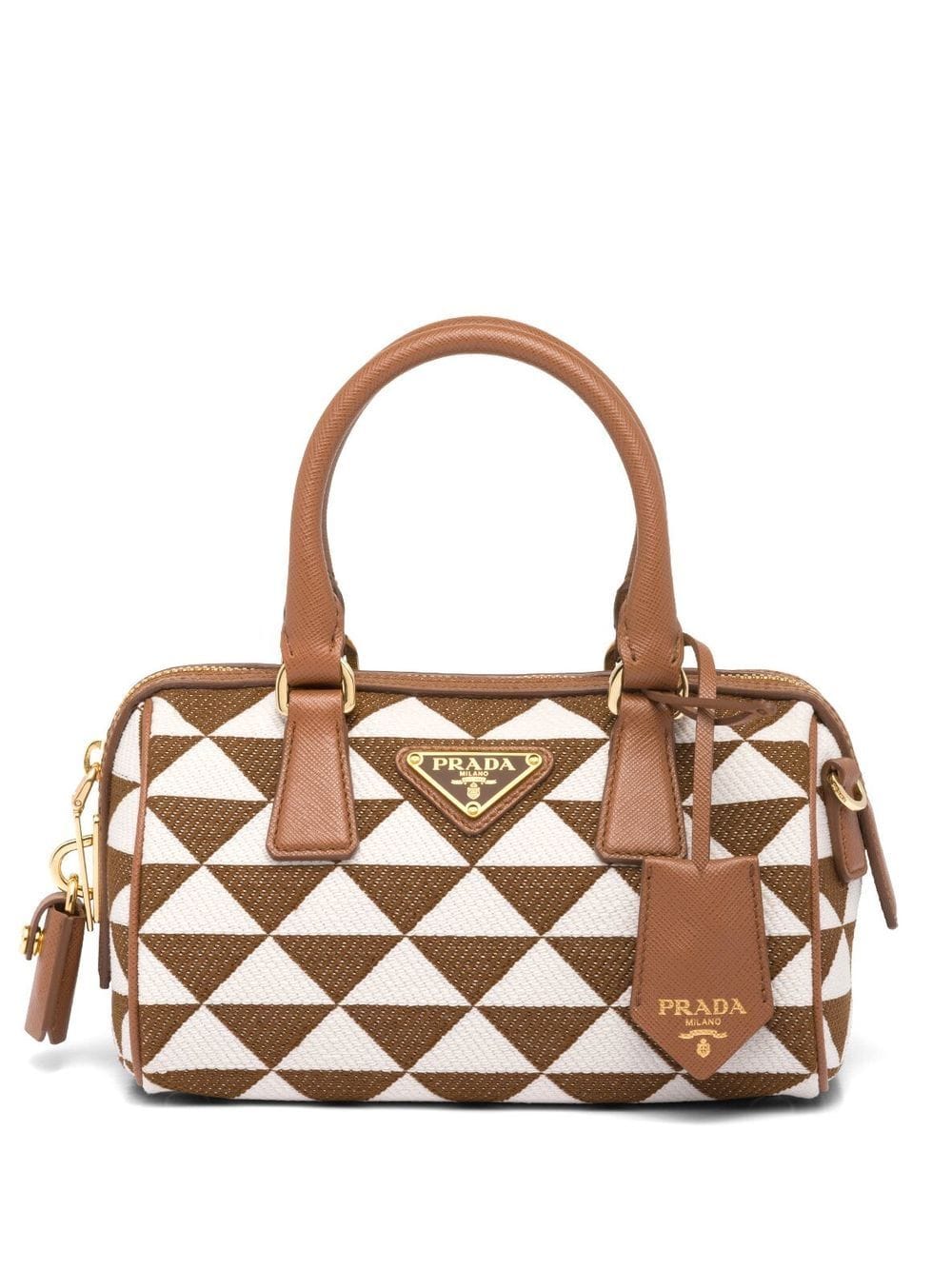 Pra*a symbole embroidered top-handle bag